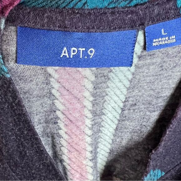 Apt 9 mock neck jersey plaid top size large - Picture 4 of 6